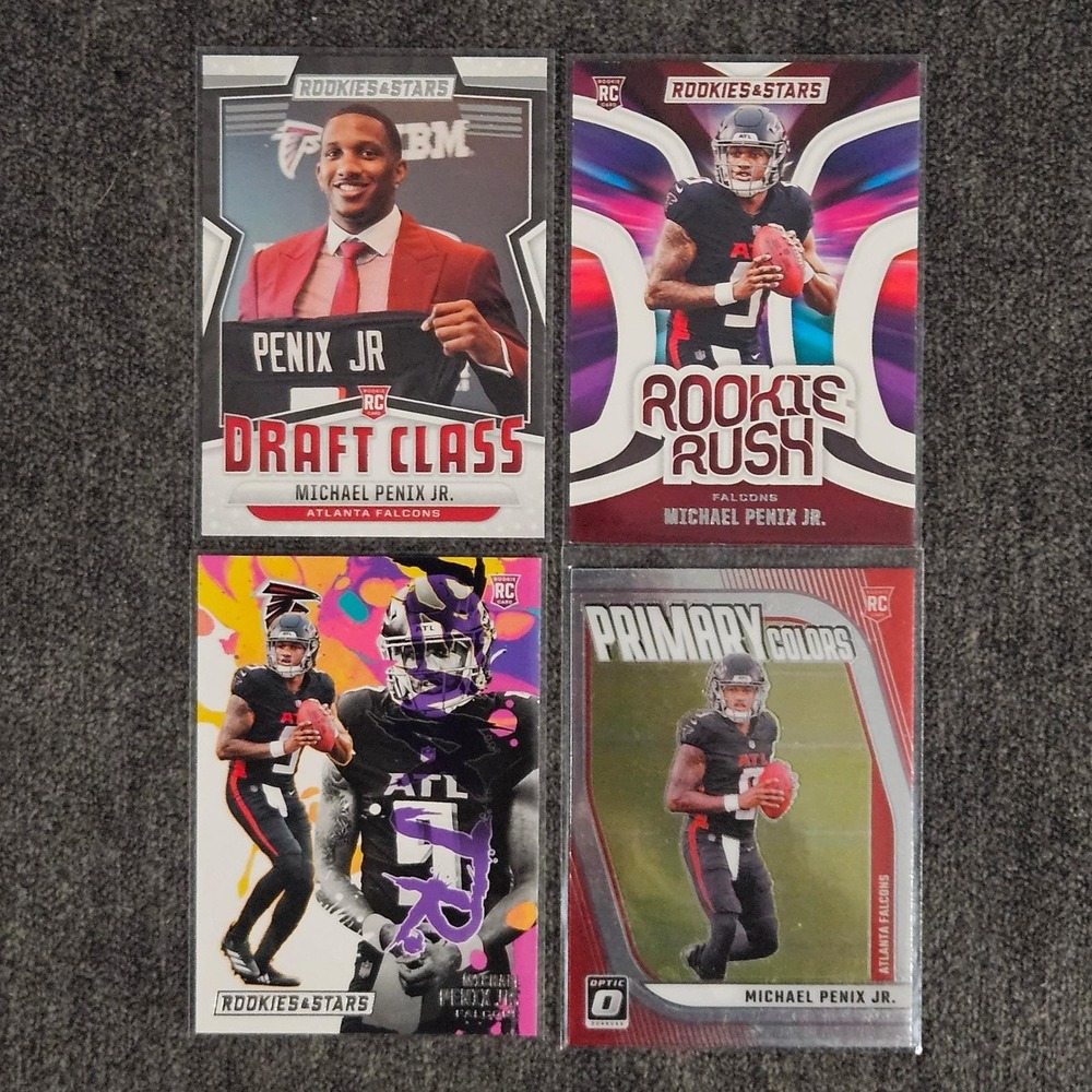 Lot of (4) Michael Penix Jr (RC) 2024 Panini Mixed Football Card Lot